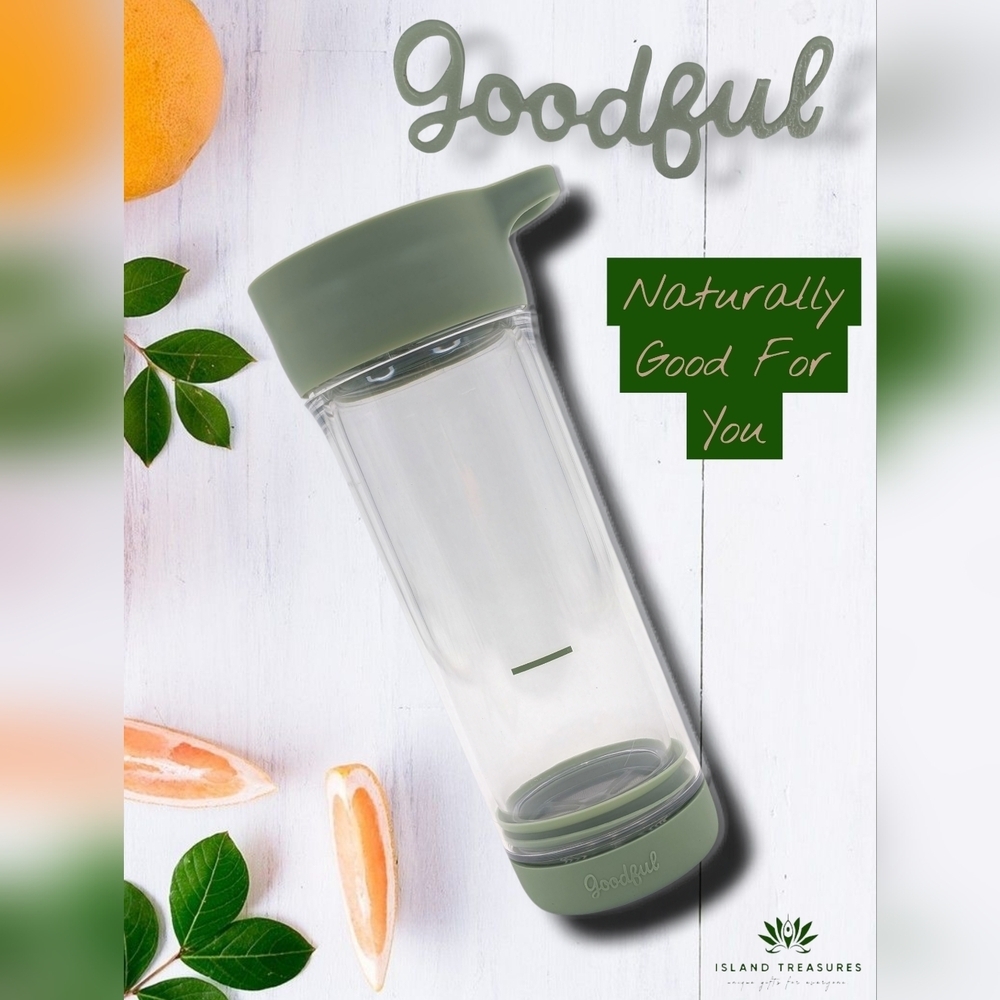 New Goodful Press & Go Modern Sage Green Flip Top Ice Tea Tumbler 16 Ounces